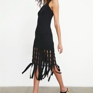Elegant Rails Designer Black Fringe Dress